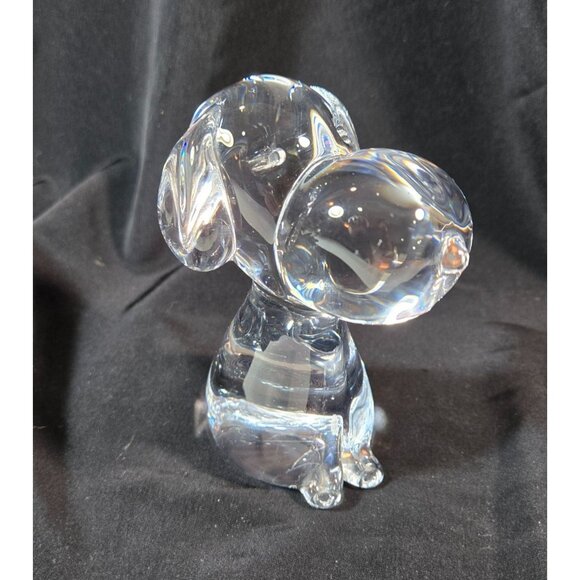 Glass Crystal Snoopy Dog Clear 5" FN Konstglas Ronneby Vtg 70s Peanuts Gang - Picture 1 of 16